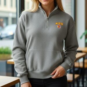 NSU WOLVES Gray Quarter-Zip Women's Sweater | SIZE M